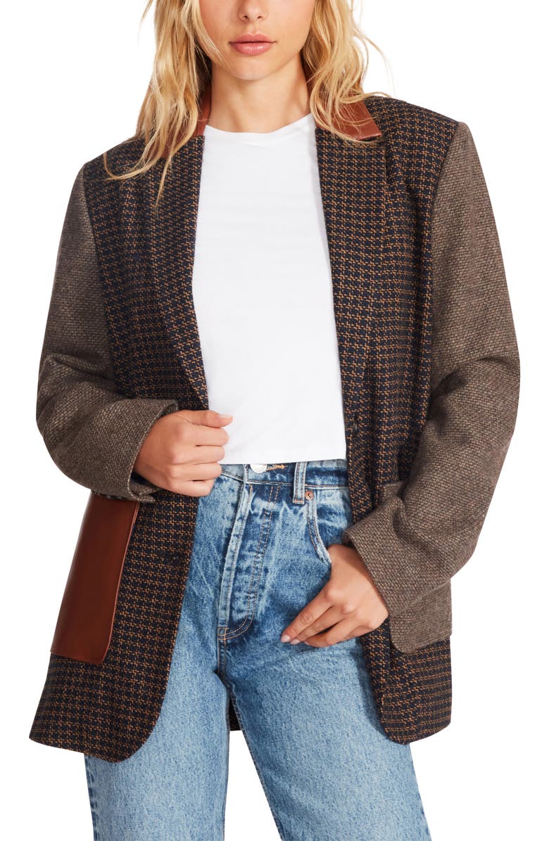 Steve Madden Kelly Mixed Media Blazer, Main, color, 