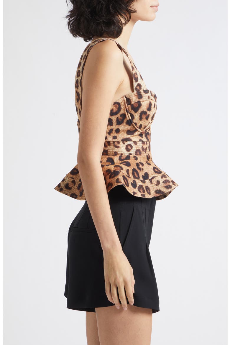 Rema Leopard Print Bustier Peplum Top, Alternate, color, NEUTRAL