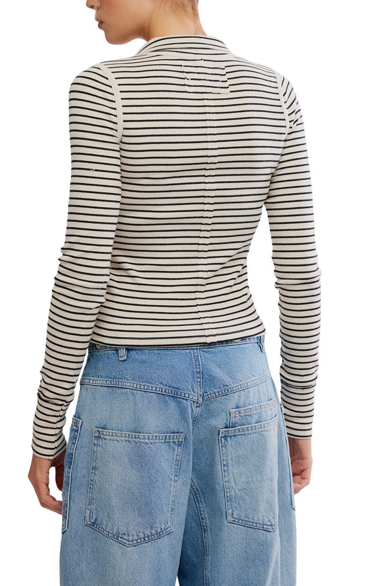 Free People Lake Stripe Rib Henley, Alternate, color, Tea Combo