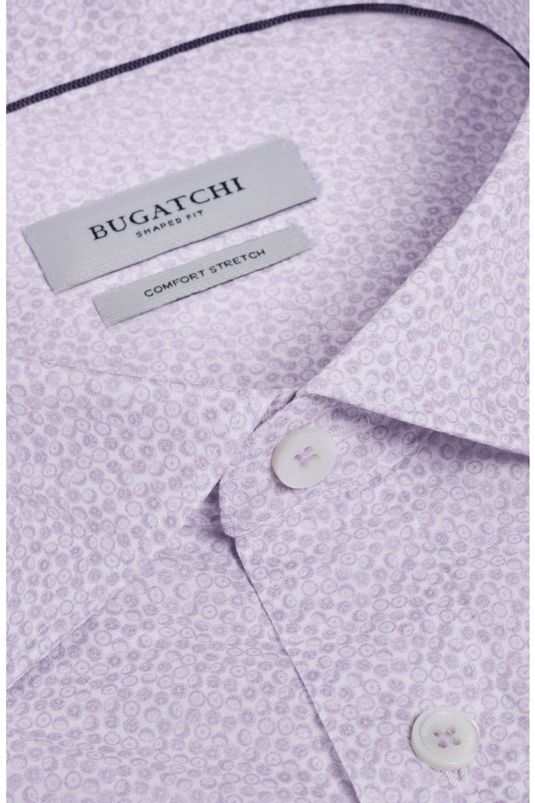 Axel Shaped Fit Geo Print Stretch Cotton Button-Up Shirt, Alternate, color, LILAC