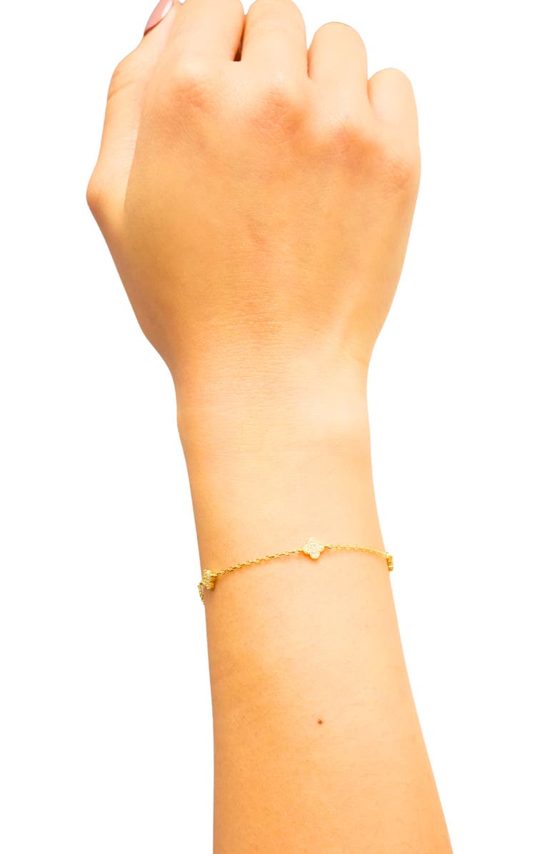 Argento Vivo Sterling Silver Clover Station Slider Bracelet, Alternate, color, Gold