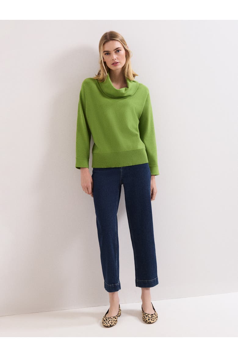 Ribbed Detailing Rosalie Cowl Jumper, Alternate, color, Green