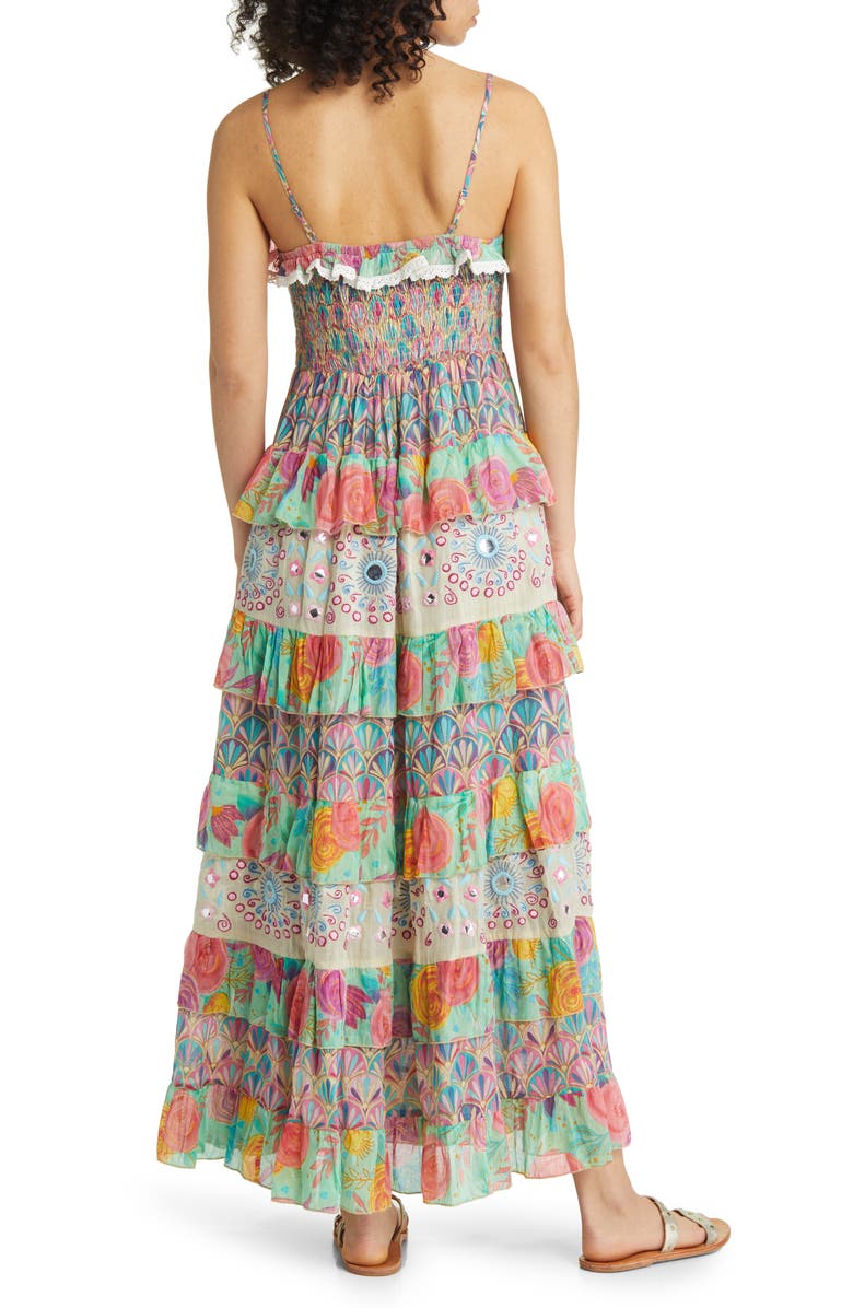 BAROK PARIS Mixed Print Tiered Cotton Maxi Dress, Alternate, color, 