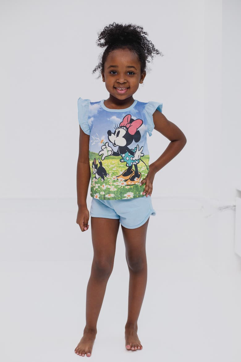 Minnie Mouse Sublimated 2-Piece T-Shirt and Shorts Set, Alternate, color, Blue Minnie Figaro