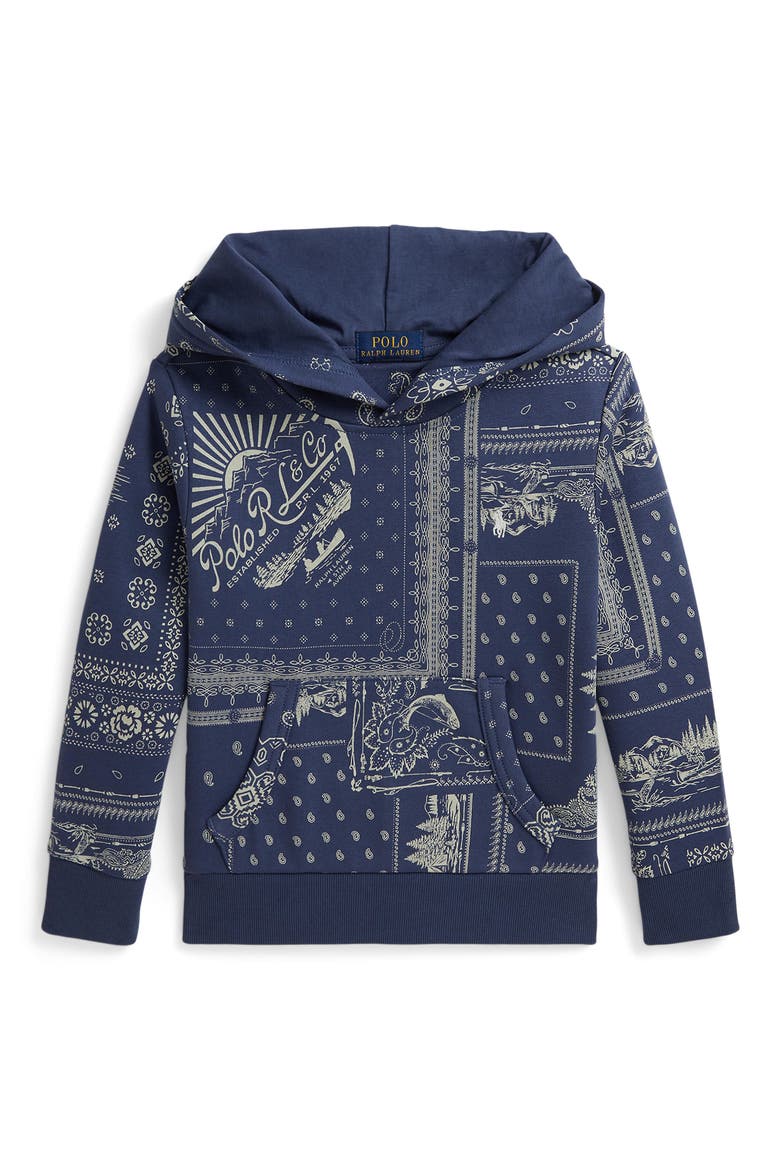 Kids' Bandana Patchwork Print Hoodie, Main, color, ANGLERS BANDANA PATCHWORK