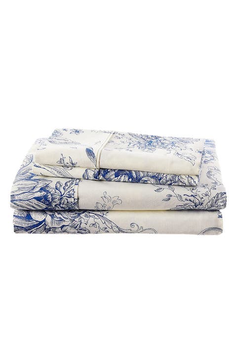 Toile Print 400 Thread Count Cotton Sheet Set
