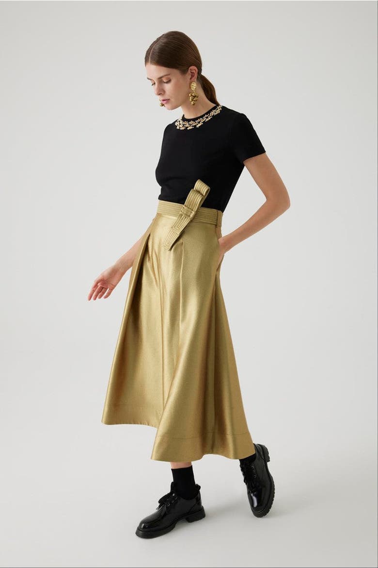 Arya Midi Skirt, Alternate, color, Yellow