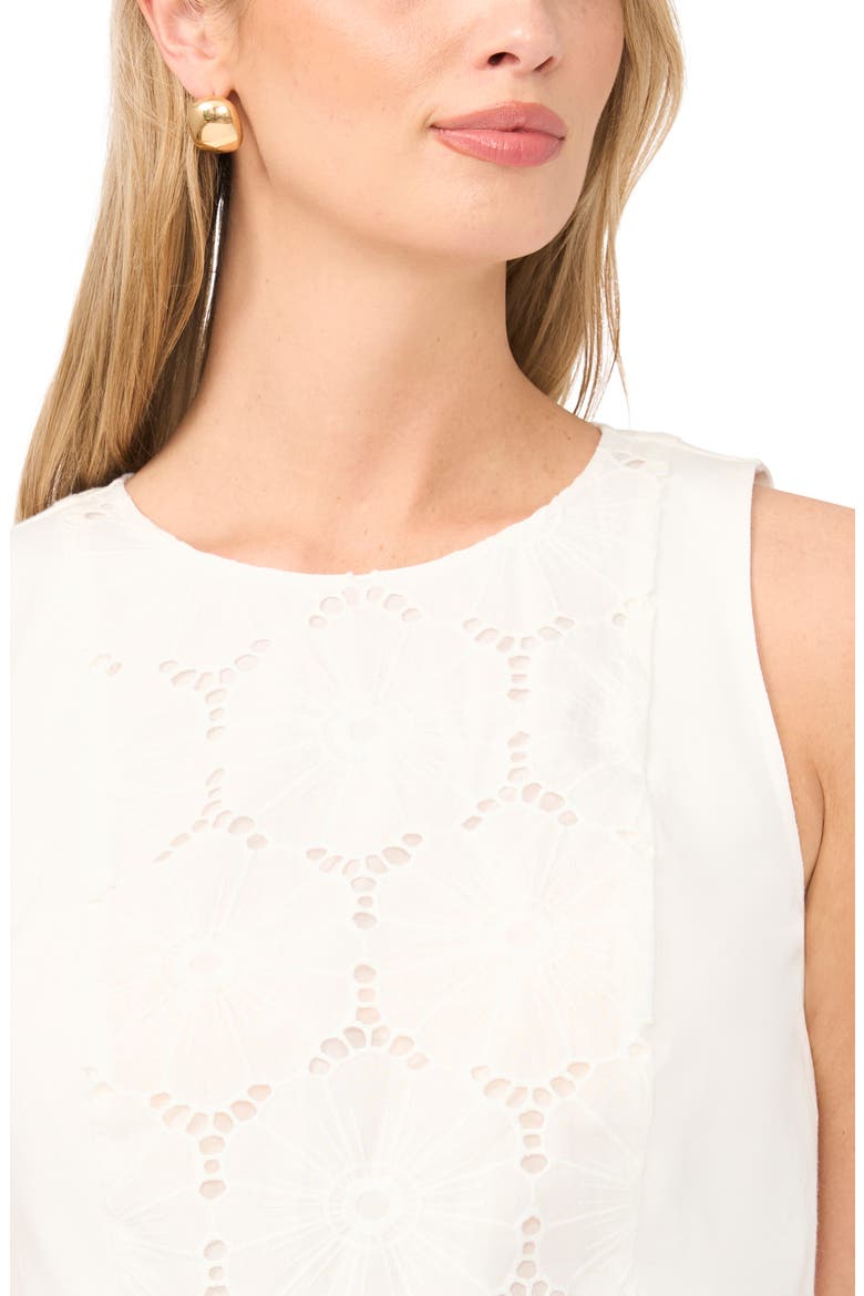 Floral Embroidered Sleeveless Cotton Top, Alternate, color, ULTRA WHITE