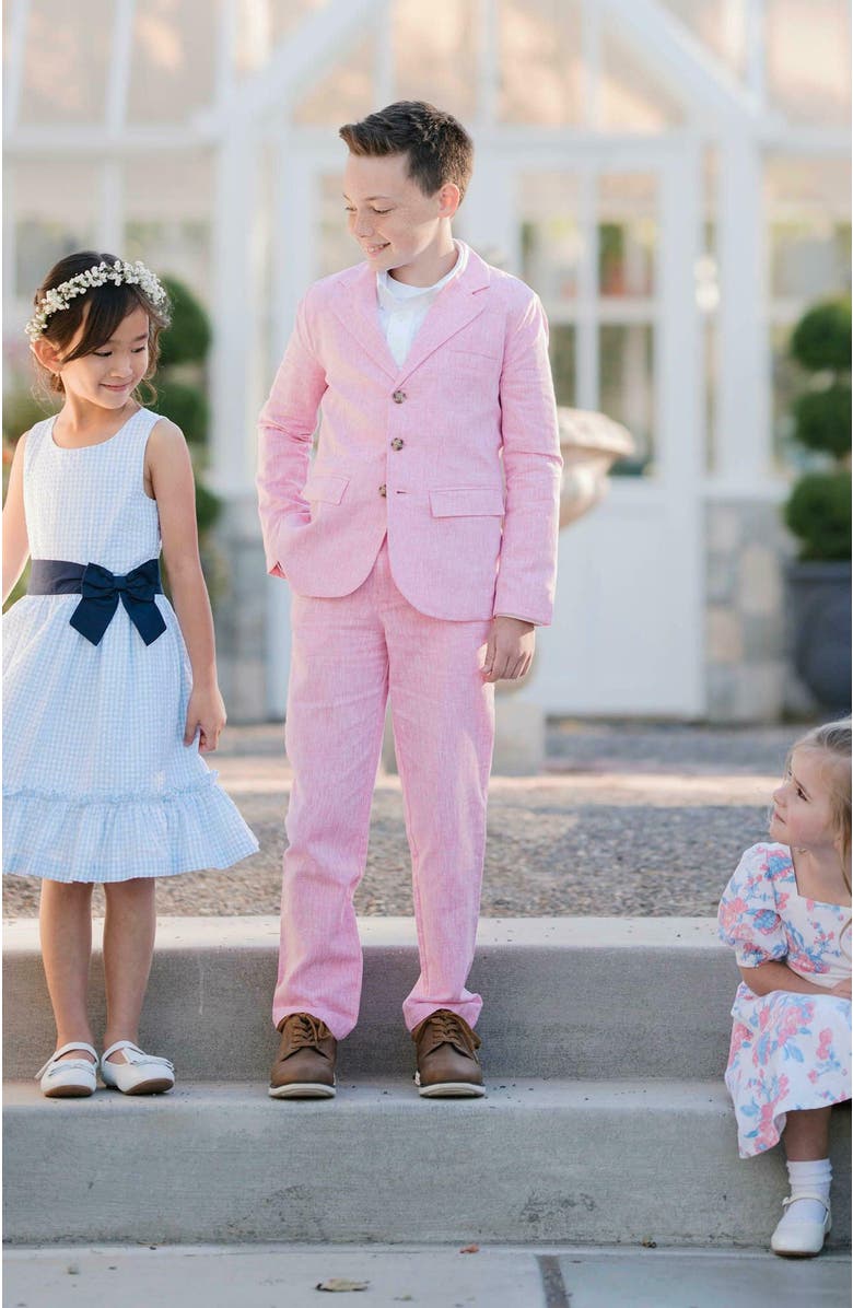 Hope & Henry Girls' Organic Cross Back Party Dress, Kids, Alternate, color, Classic Blue Gingham