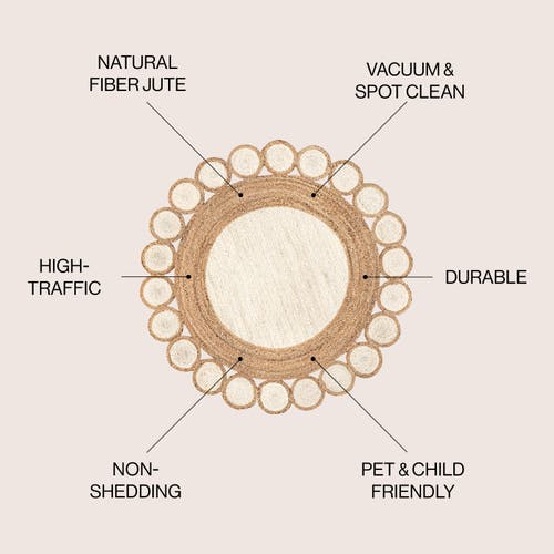 Jonathan Y Skye Two-tone Jute Circle Border Cream/natural Round Area Rug In Cream/natural