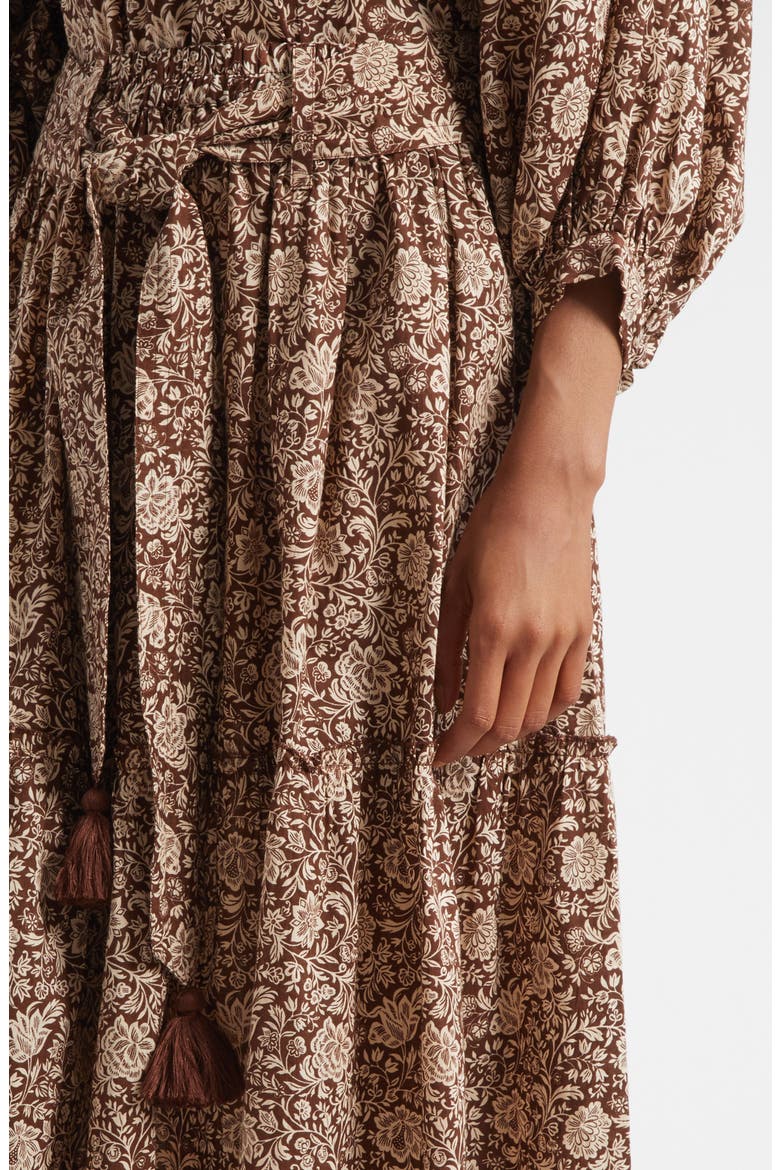 Franoise Floral Stripe Cotton Skirt, Alternate, color, COCOA FLORAL