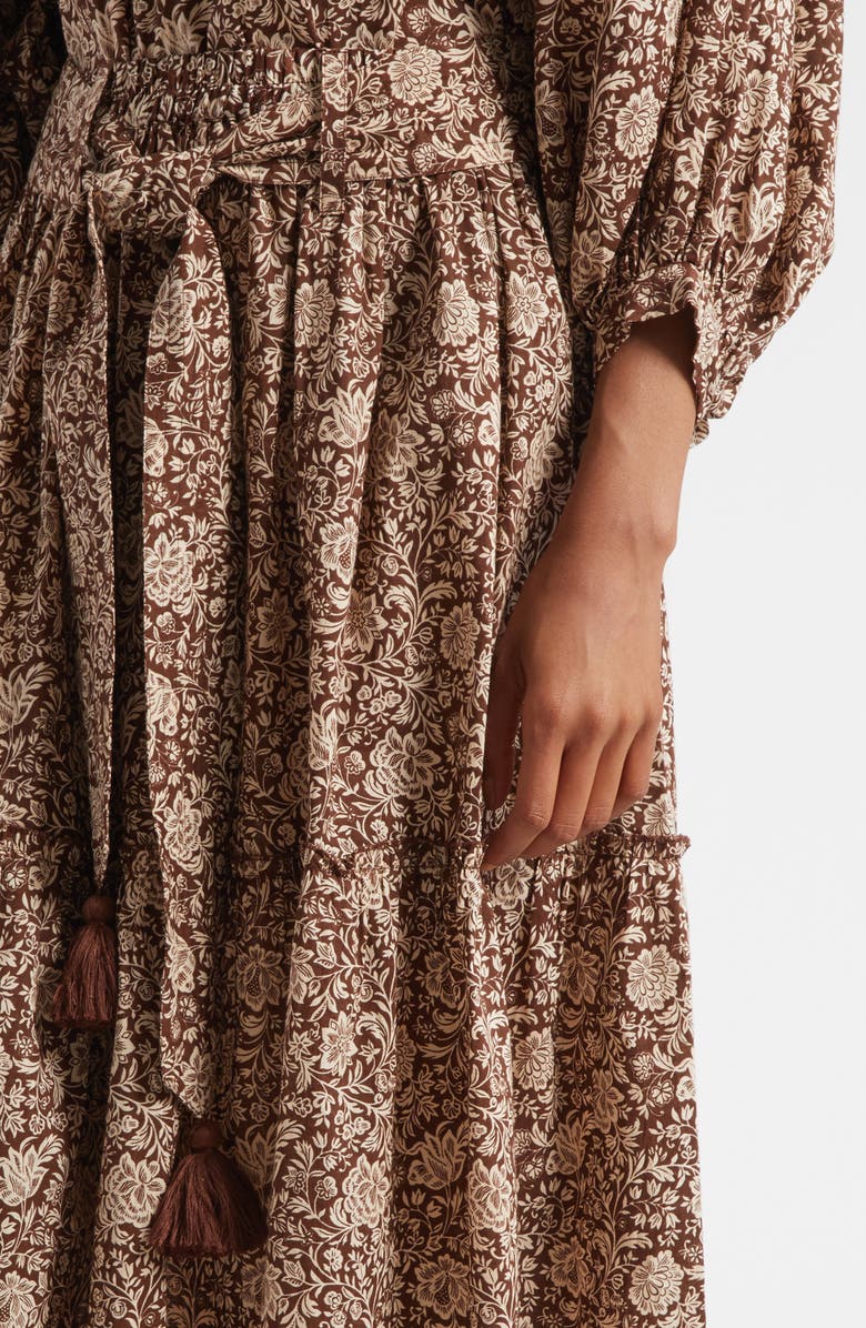 MILLE Franoise Floral Stripe Cotton Skirt, Alternate, color, Cocoa Floral