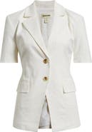 Open Edit Short Sleeve Linen Blend Blazer