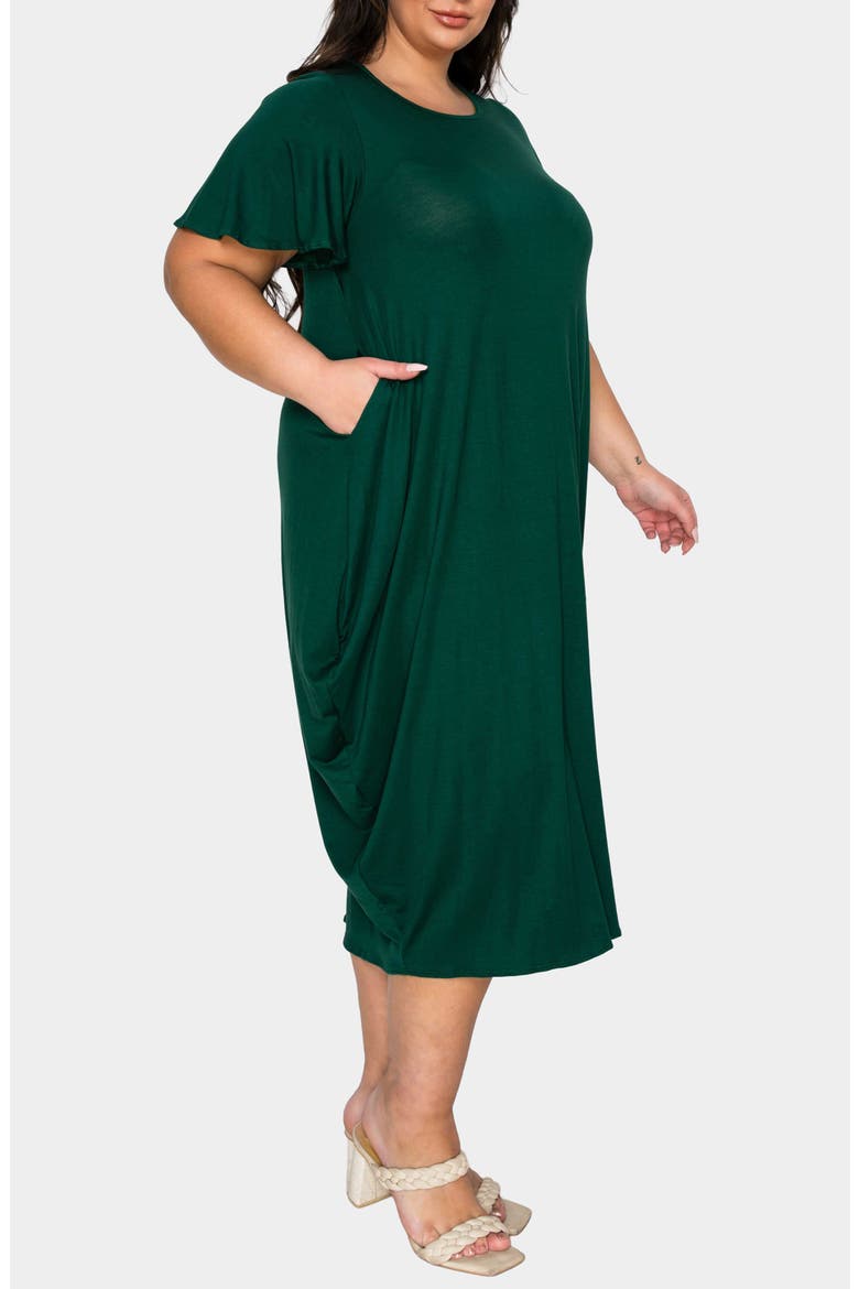 Liz Flutter Sleeve Midi Dress, Alternate, color, GREEN HUNTER