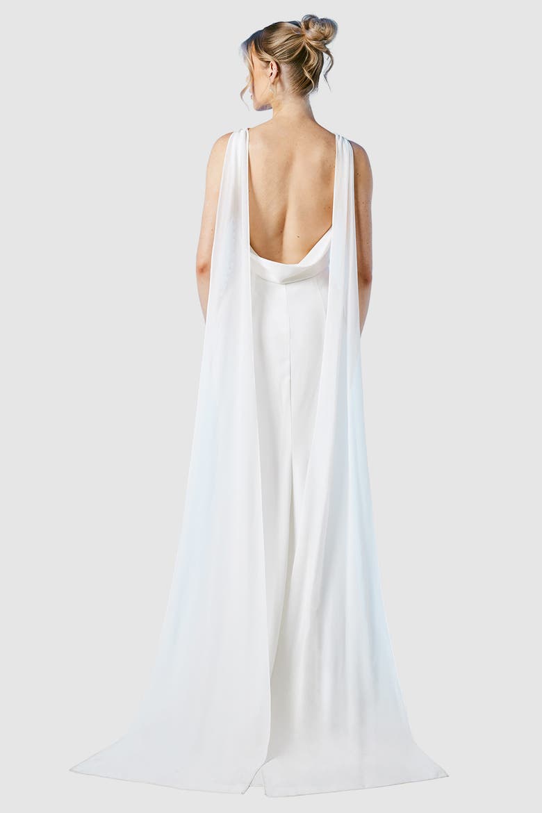 Chiffon Cowl Neck Maxi Dress, Alternate, color, Ivory