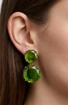 Faceted Double Drop Statement Earrings