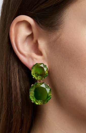 Faceted Double Drop Statement Earrings