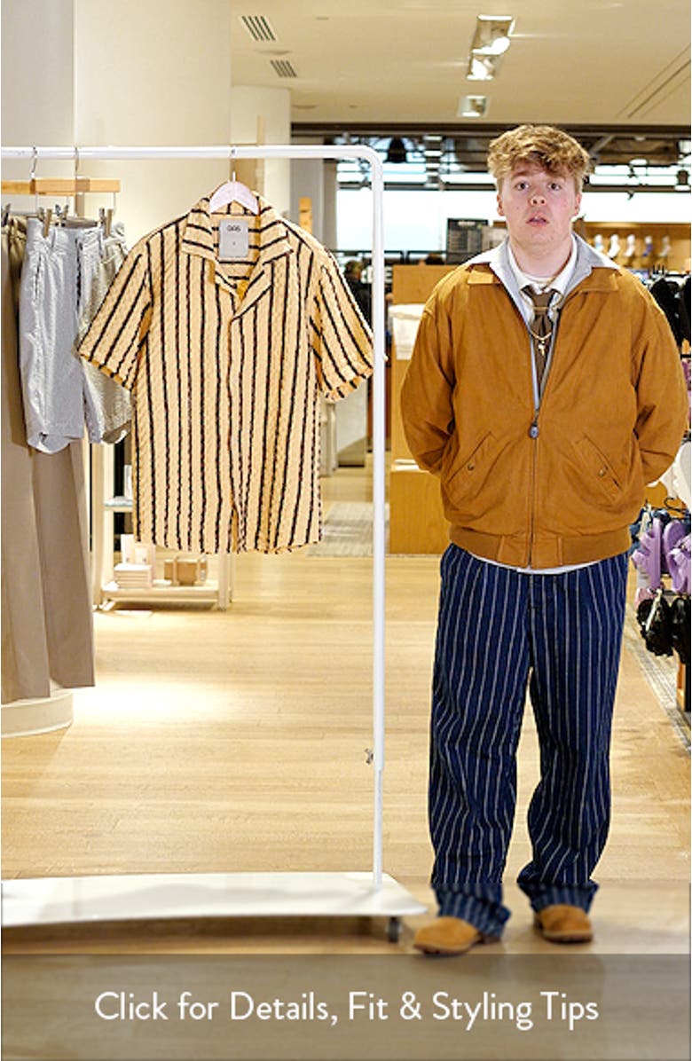 Stripe Waffle Knit Camp Shirt, sales video thumbnail