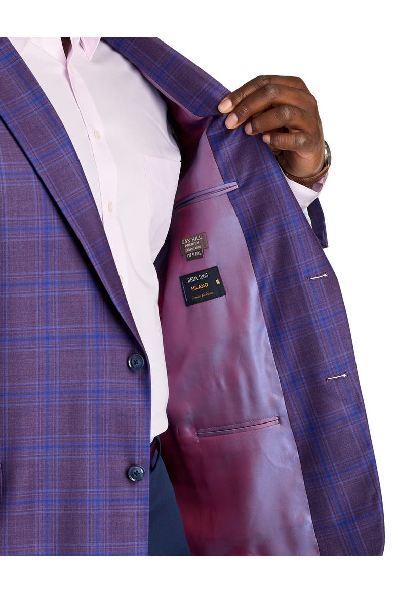 Big & Tall Bright Plaid Sport Coat, Alternate, color, PLUM