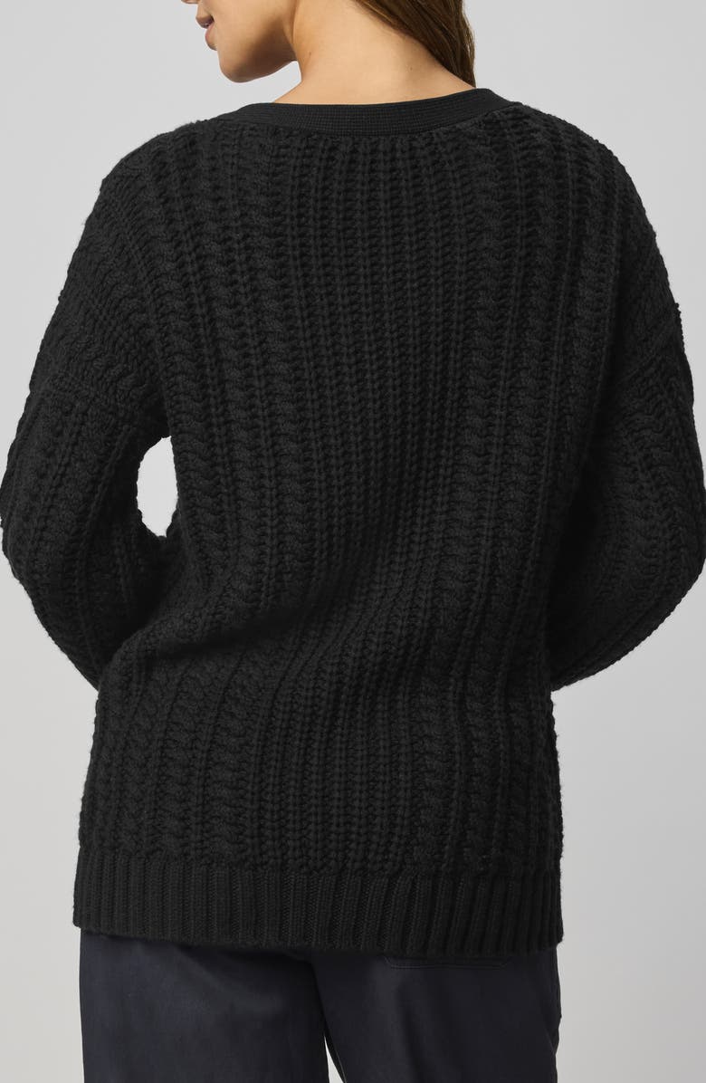 Splendid Harlow Hearts Rhinestone Cable Stitch Cardigan, Alternate, color, Black