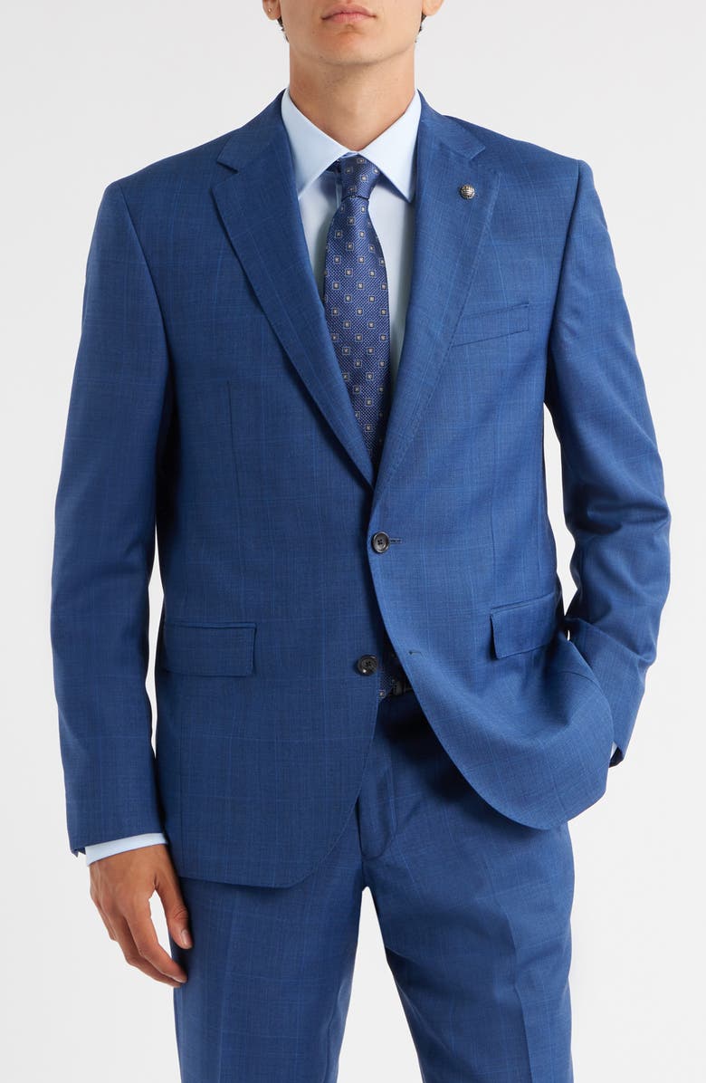 Jack Victor Esprit Blue Deco Plaid Wool Suit, Alternate, color, Blue