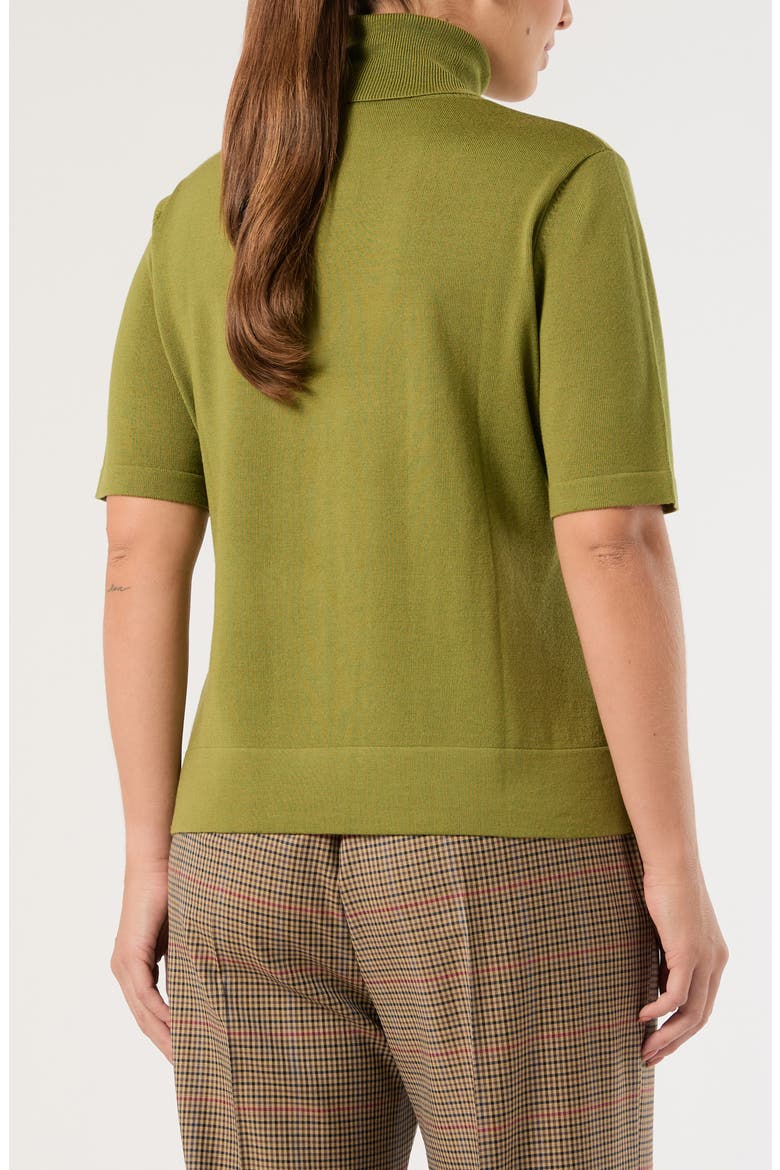 Virgin Wool Short Sleeve Turtleneck Sweater, Alternate, color, OLIVE GREEN