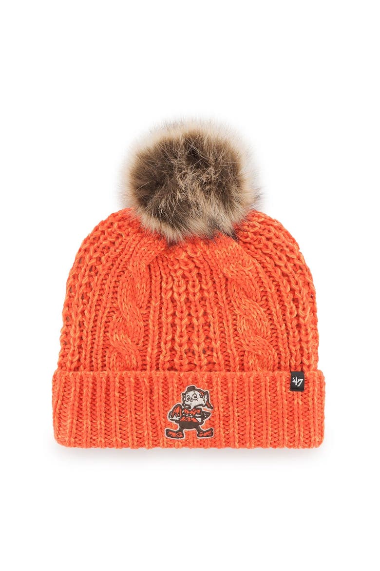 Women's '47 Orange Cleveland Browns Brownie The Elf Logo Meeko Cuffed Knit Hat with Pom, Main, color, Orange