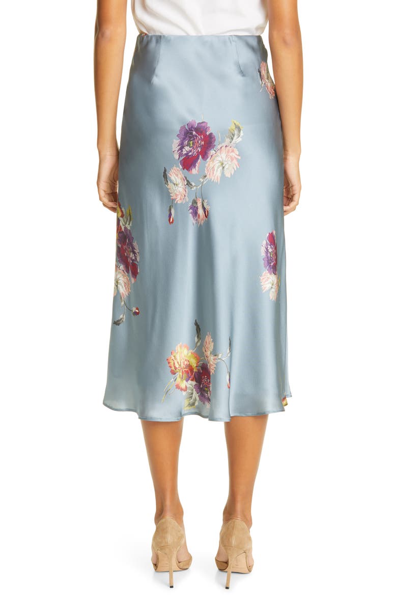 Rebecca Taylor Simone Fleur Silk Charmeuse Bias Cut Skirt, Alternate, color,