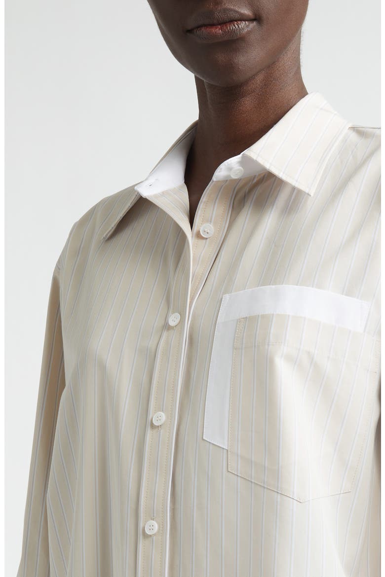 Stripe Oversize Cotton Poplin Button-Up Shirt, Alternate, color, OATMEAL MULTI