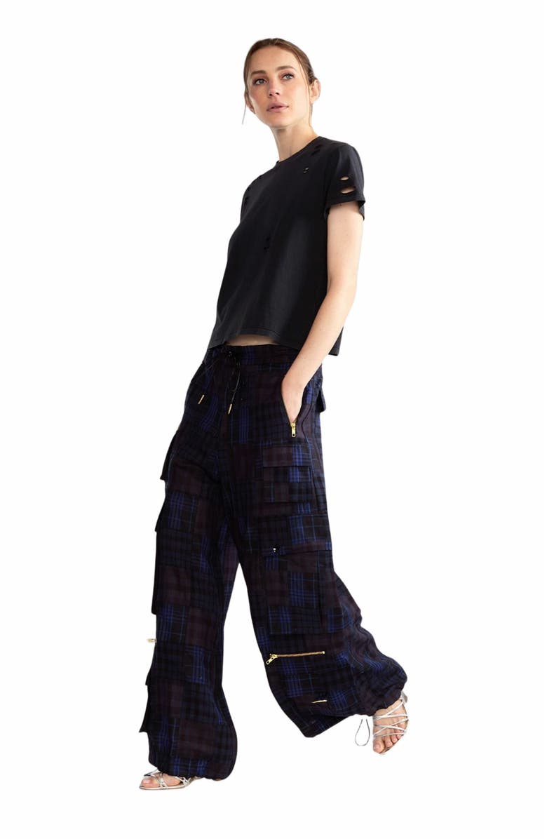 Cynthia Rowley Madrid Madras Cargo Pants, Alternate, color, 
