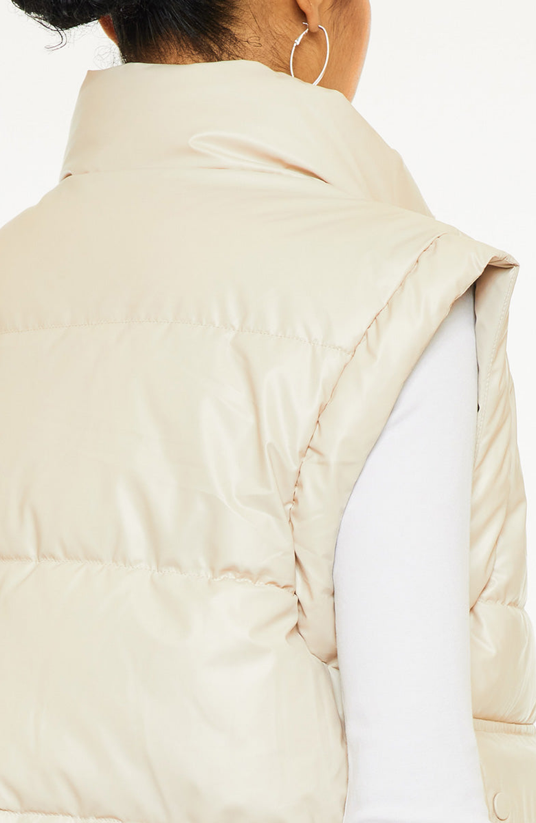 KanCan Frida Cropped Faux Leather Puffer Vest, Alternate, color, Cream