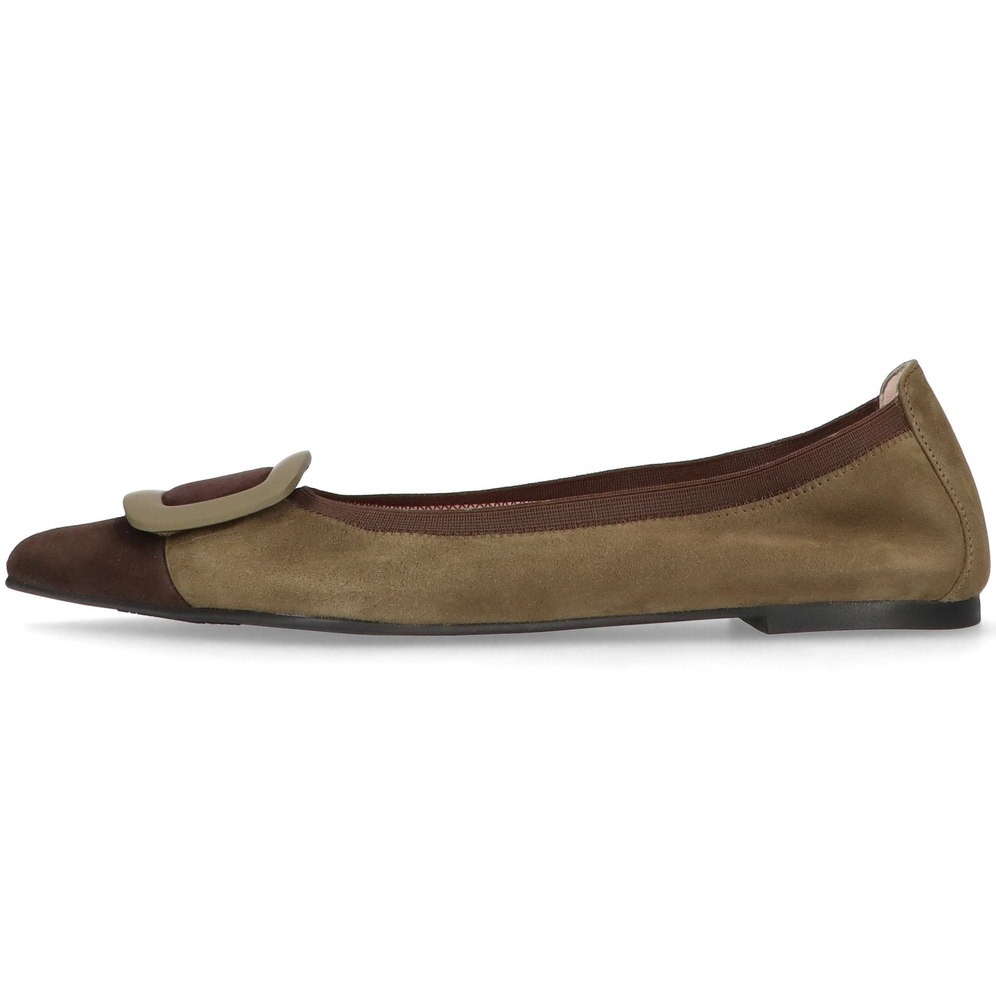 Pretty Ballerinas Pointed toe elasticated ballet flat, Main, color, Khaki