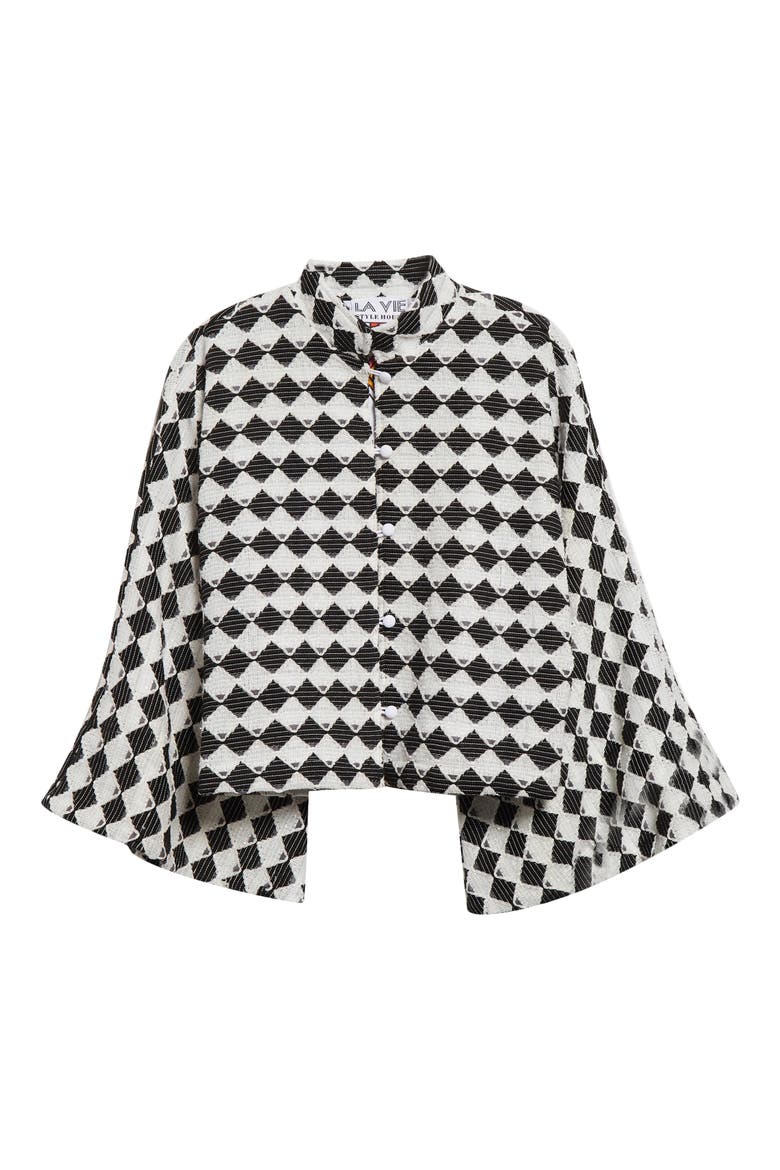 Check Crop Jacket, Alternate, color, BLACK/ WHITE