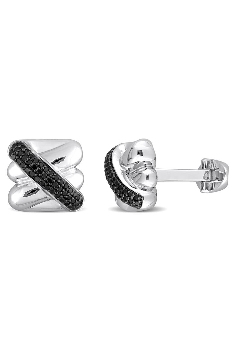 1/2 CTW Black Diamond Square Crossover Cufflinks, Main, color, Black Diamond