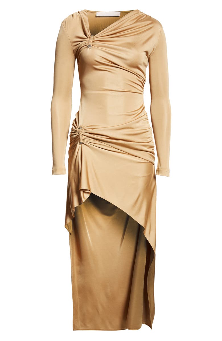 Dion Lee Gathered Bolt Long Sleeve Satin Jersey Dress, Alternate, color, 