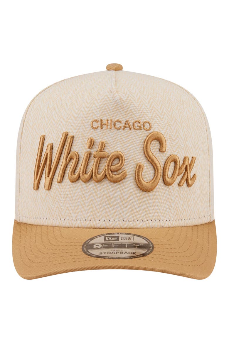 Men's New Era  Cream Chicago White Sox Herringbone 9FIFTY A-Frame Snapback Hat, Alternate, color, Cream