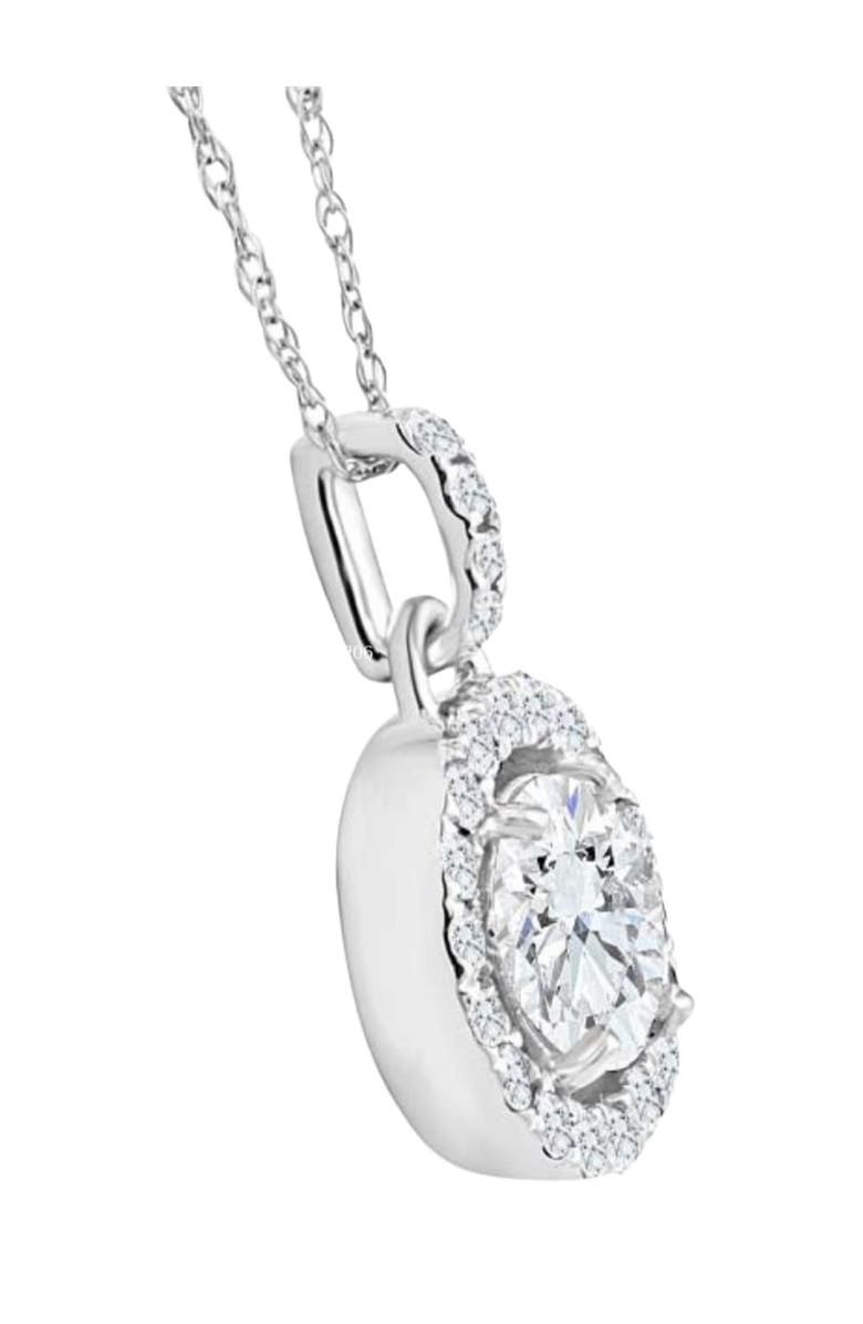 Bliss Diamond 1 1/3Ct TW Round Diamond (1ct center) Halo Pendant Lab Grown Gold Necklace, Alternate, color,