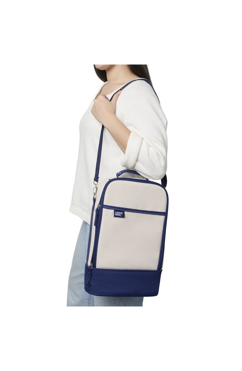 Lands' End Medium Wine Cooler Bag with 2 BPA-Free Glasses, Insulated Wine Bag for Travel, Alternate, color, Navy