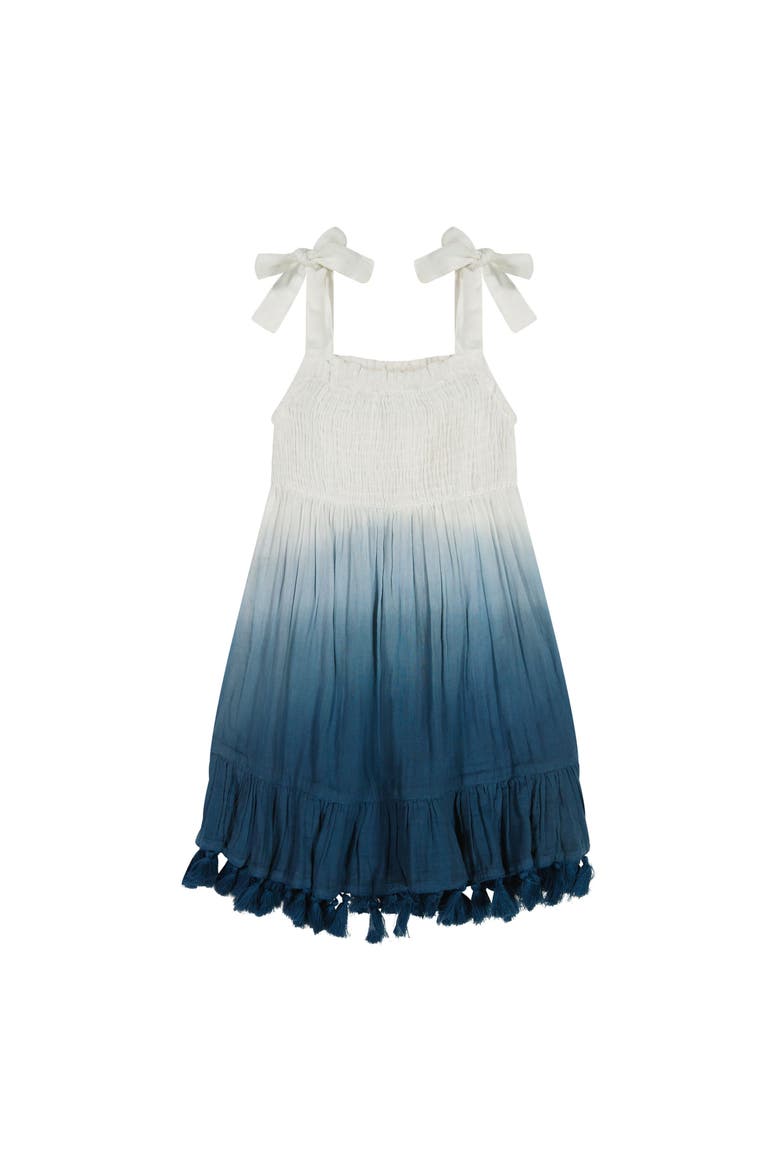 Maya Girl's Shoulder Tie Sundress Blue Ombre, Main, color, blue