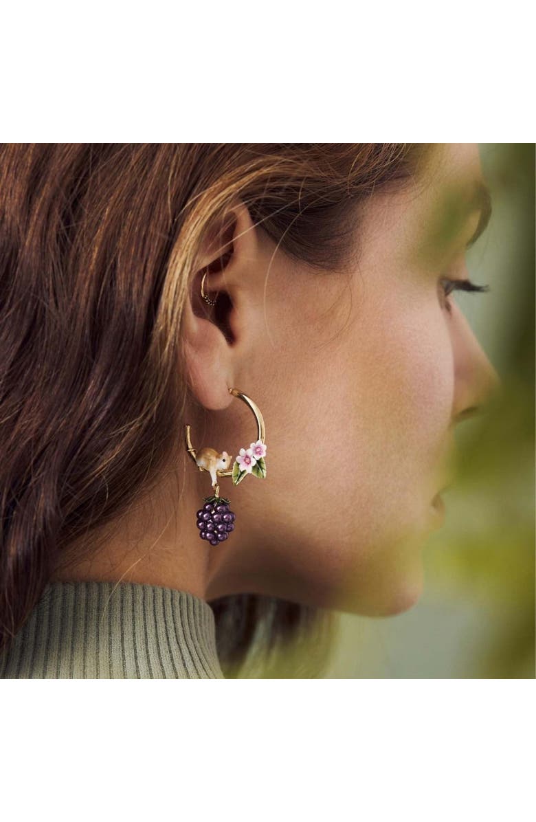 Bill Skinner Studio Blackberry & Mouse Hoop Earrings, Alternate, color, Blackberry & Mouse