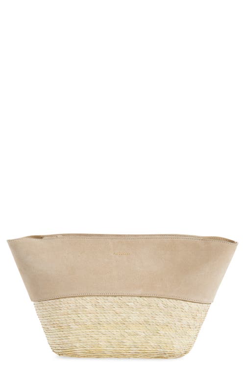 Altuzarra Suede & Palm Straw Basket Clutch In Brown