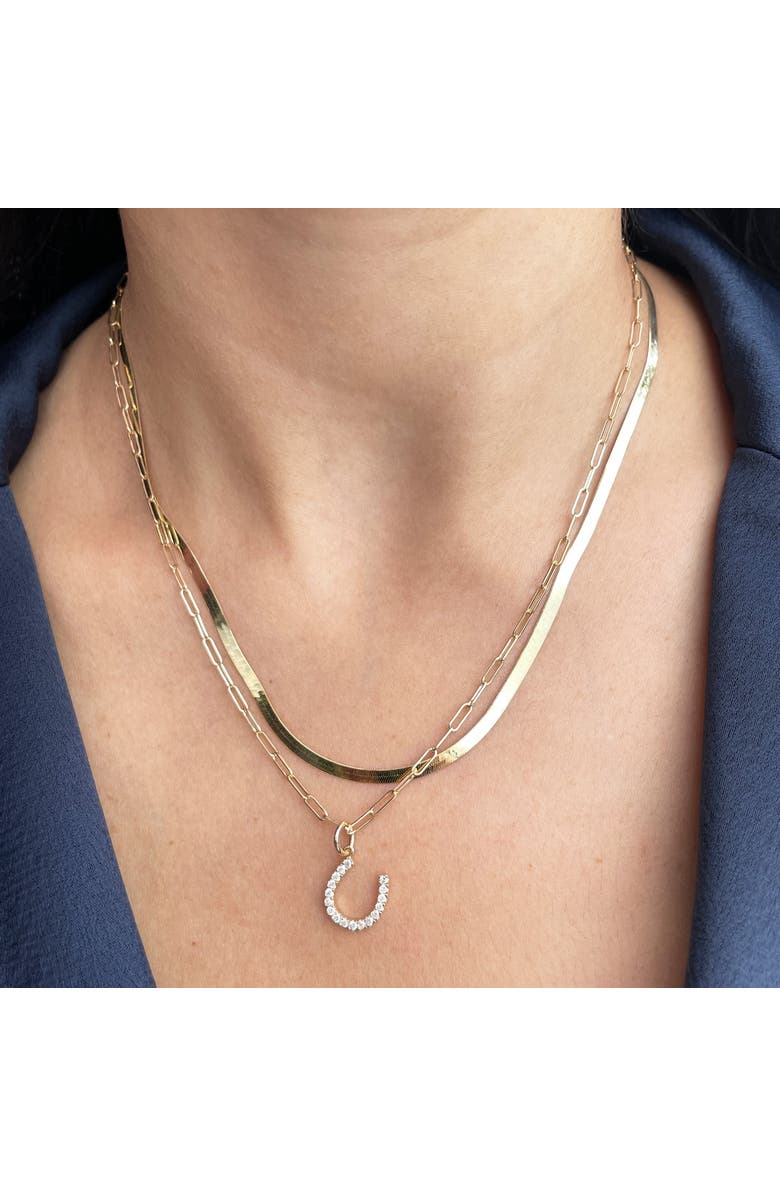 The Lovery Fine Jewelry Diamond Horseshoe Charm, Alternate, color, Yellow Gold