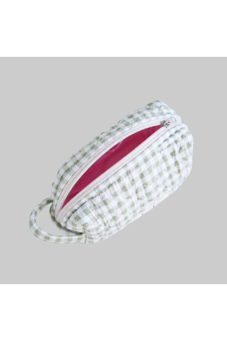 Make-up Pouch - Small, Alternate, color, Gingham Matcha