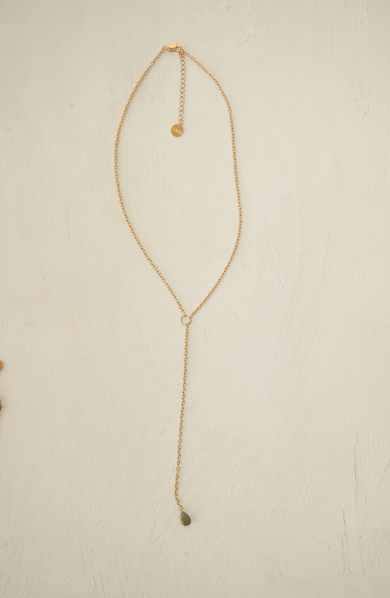 Joiana Jewelry Rolo Lariat Drop Necklace, Alternate, color, Olive