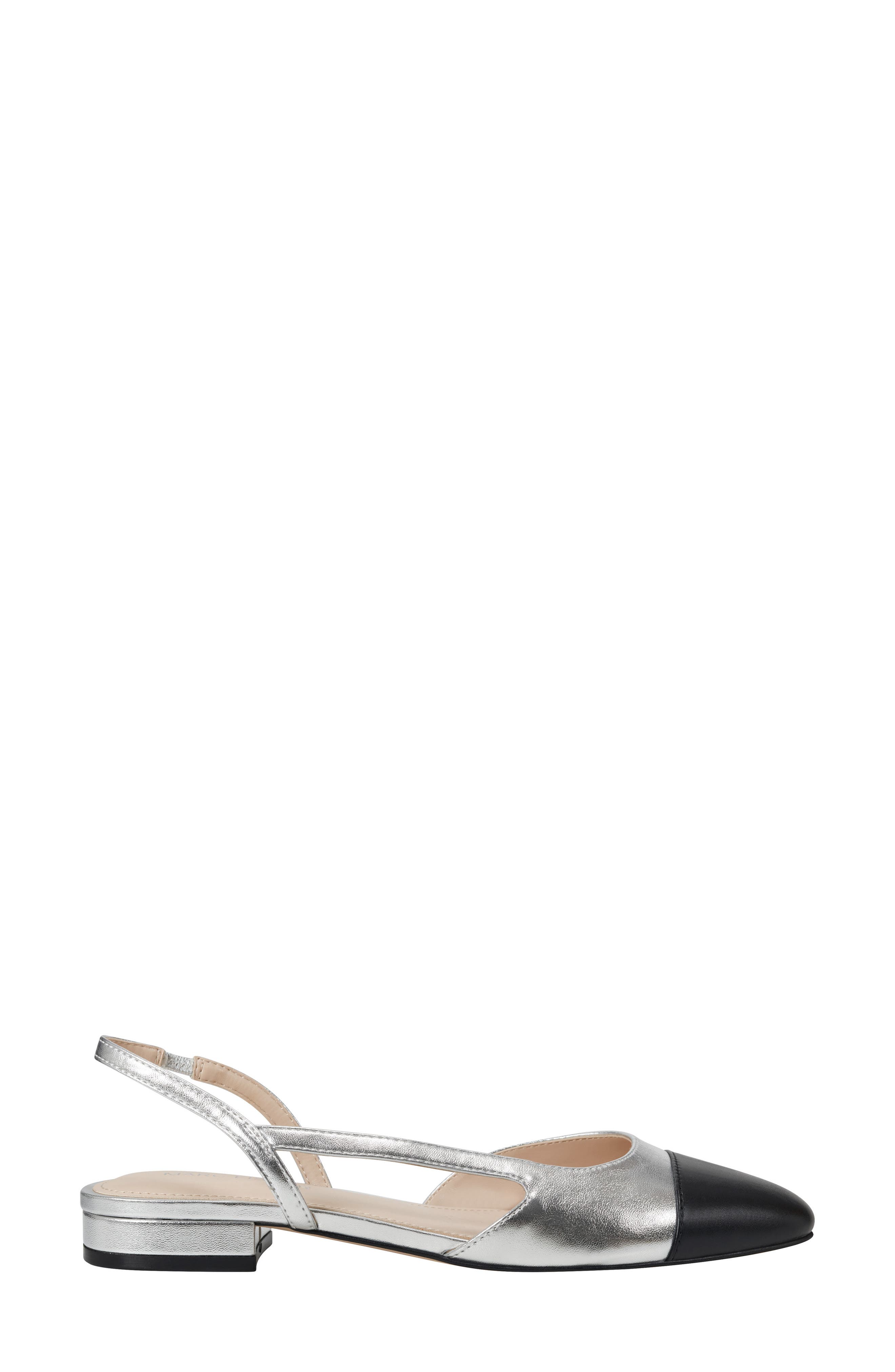 Marc Fisher Slingback Flat, Alternate, color, Silver
