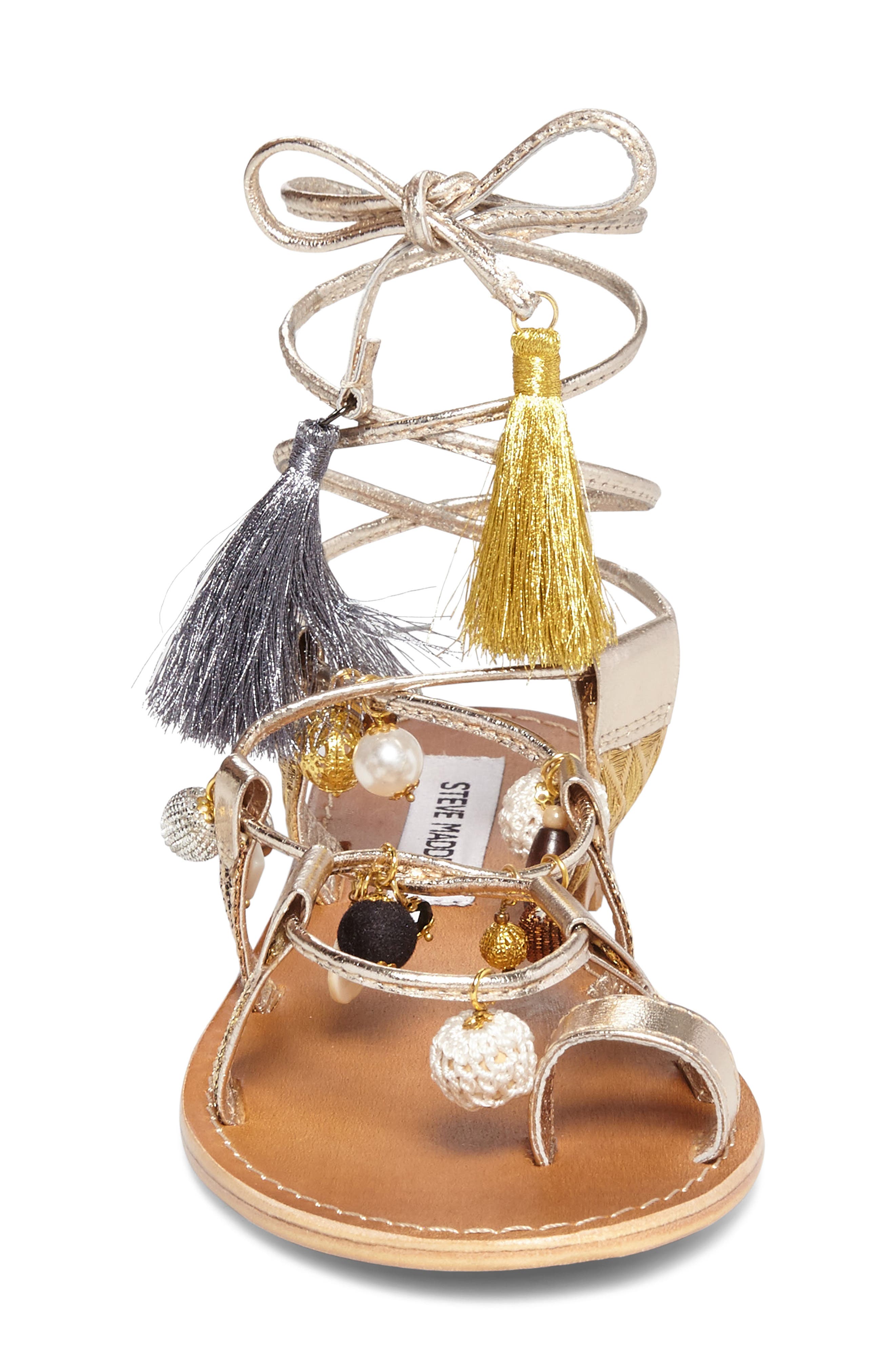 Rambel Embellished Gladiator Sandal, Alternate, color, METAL