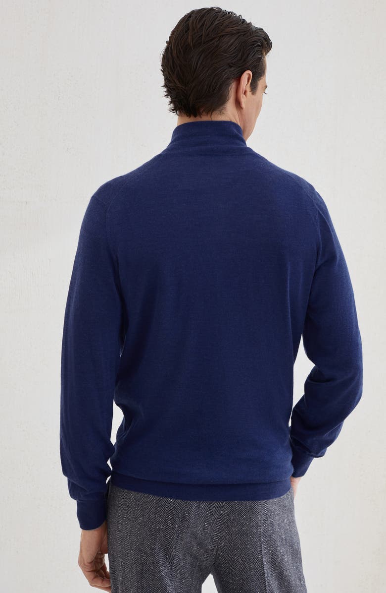 Brunello Cucinelli Lightweight sweater with zip, Alternate, color, Sapphire