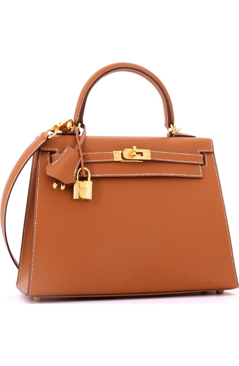 Pre-Owned Hermes Kelly Handbag Brown Epsom with Gold Hardware 25, Alternate, color, Gold