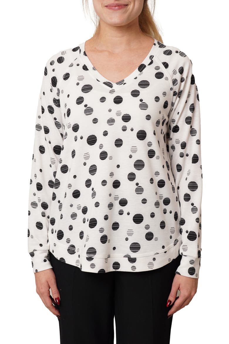 V-Neck Raglan Sweater, Main, color, BONE/ BLACK