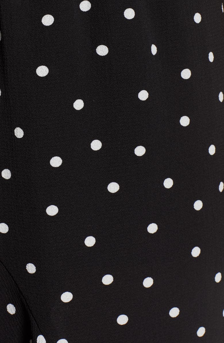 All in Favor Polka Dot Ruffle Trim Halter Dress, Alternate, color, 